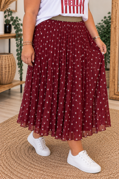 Jupe VIENNE Curvy (pois/bordeaux)