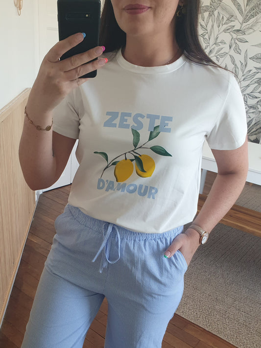 T-shirt Zeste d'amour collection mère fille col rond citrons
