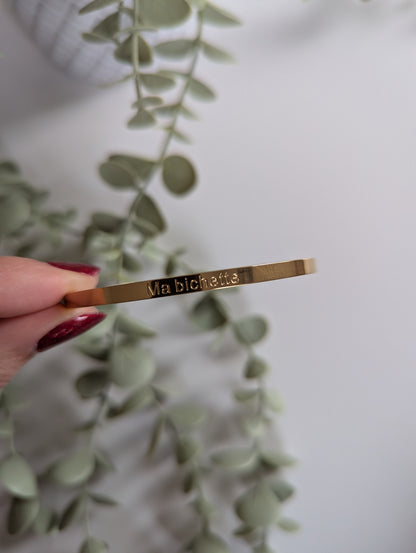 Bracelet jonc fin doré avec message idée cadeau femme