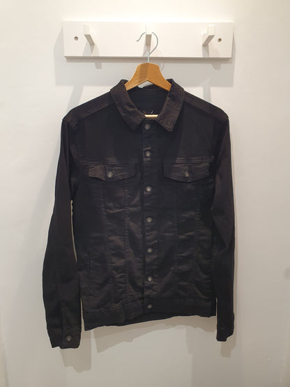 Veste en jean noire cintrée stretch moderne pour homme
