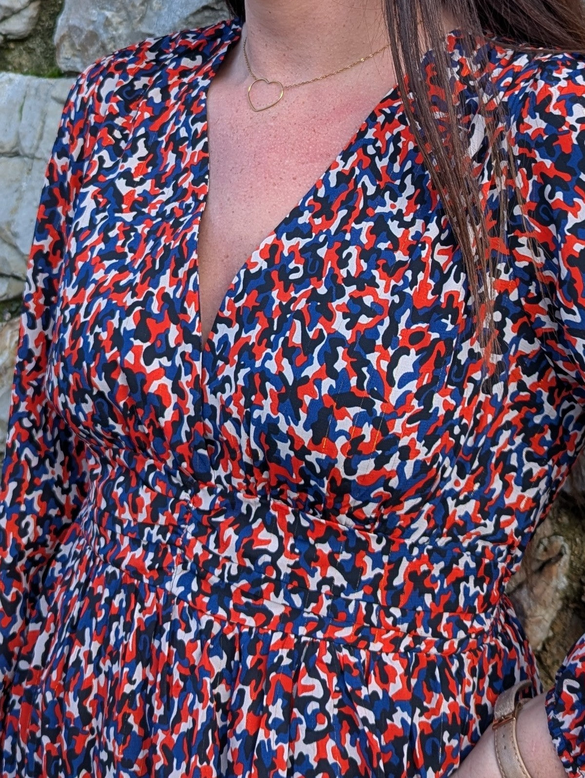 Robe de fêtes noir et beige camel manches longues