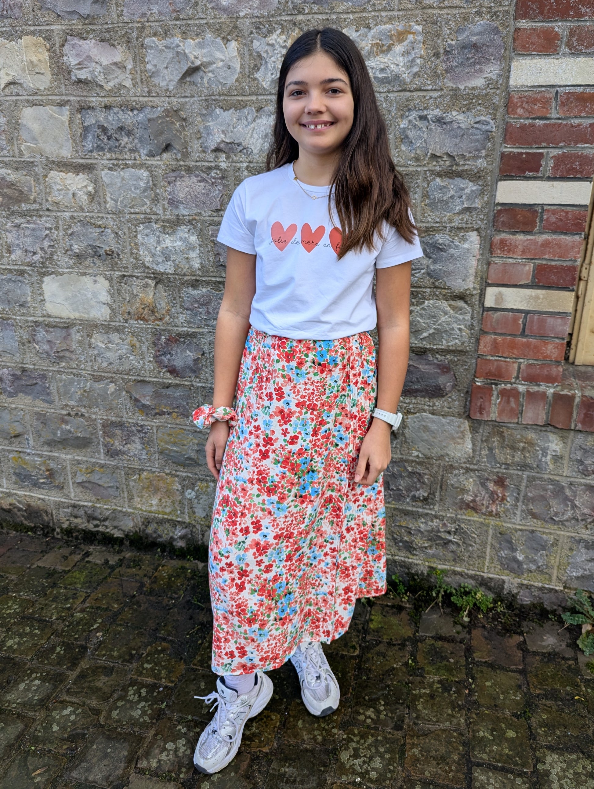 T-shirt telle mère telle fille blanc terracotta famille