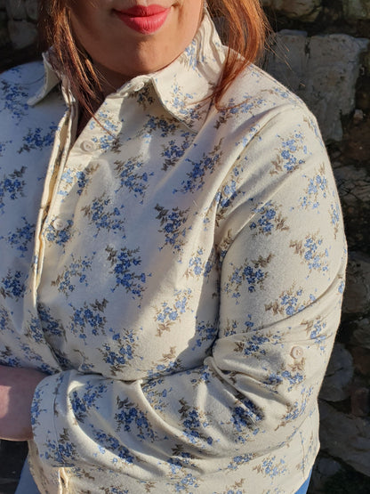 Chemise fleurie en coton effet lin grande taille femme
