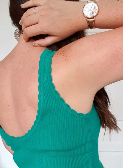 Débardeur vert gucci en maille cotelé femme dos nu