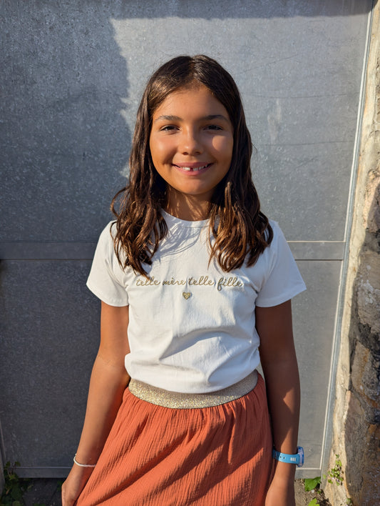 T-shirt telle mère telle fille blanc doré collection famille
