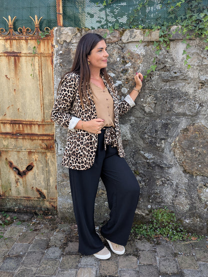 Blazer léopard femme beige marron noir doublée
