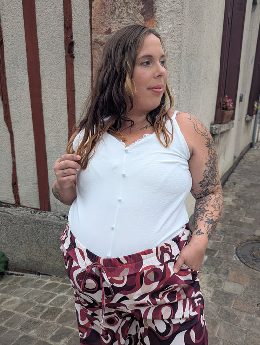 Top débardeur fluide blanc femme grande taille