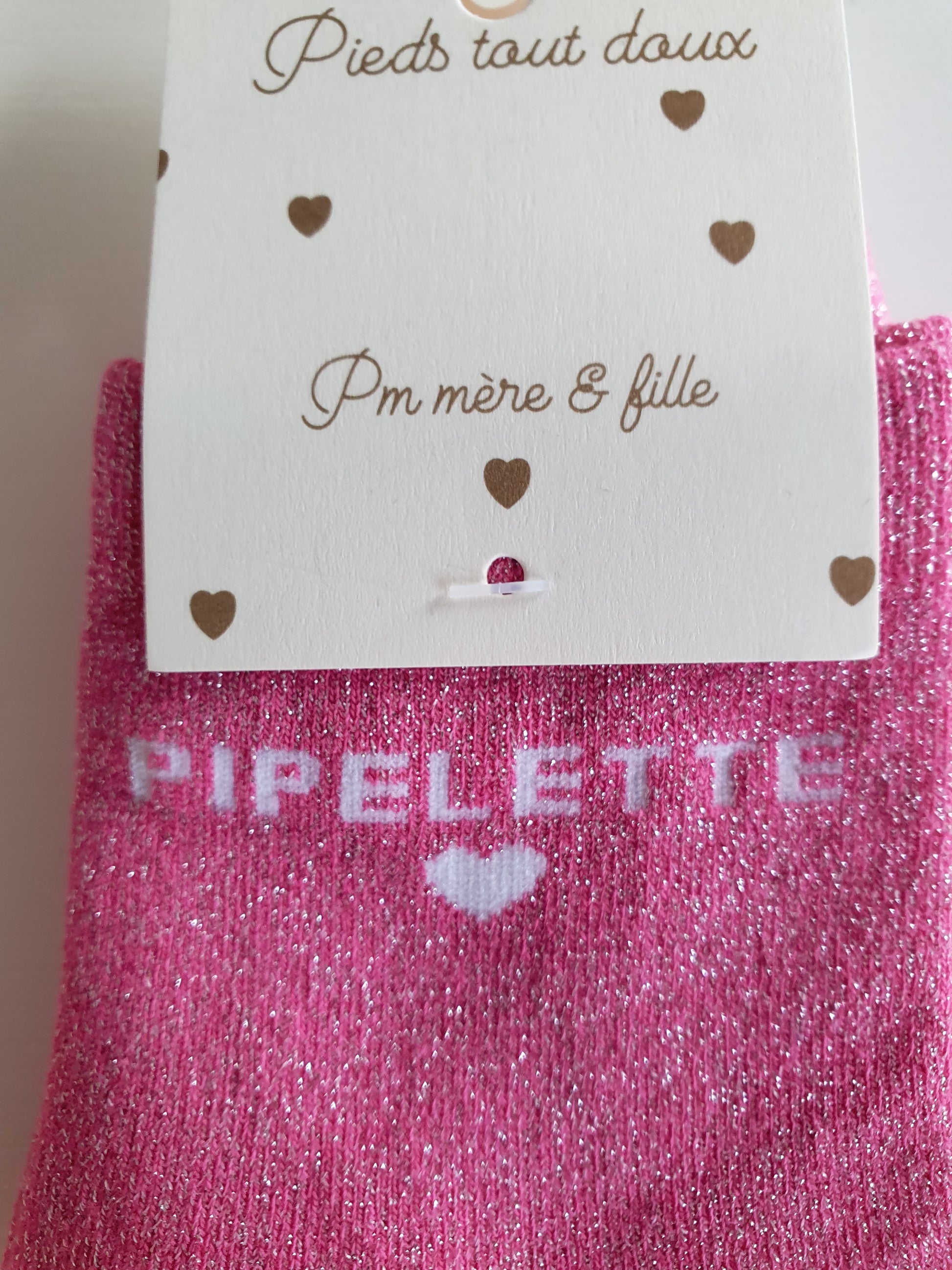 Paire de chaussettes femme paillettes texte pipelette