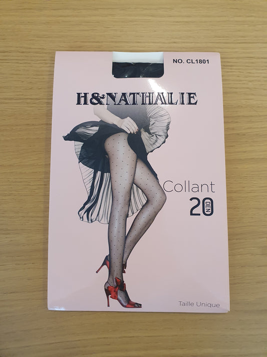 Collants noirs motif plumetis pois pour femme taille unique