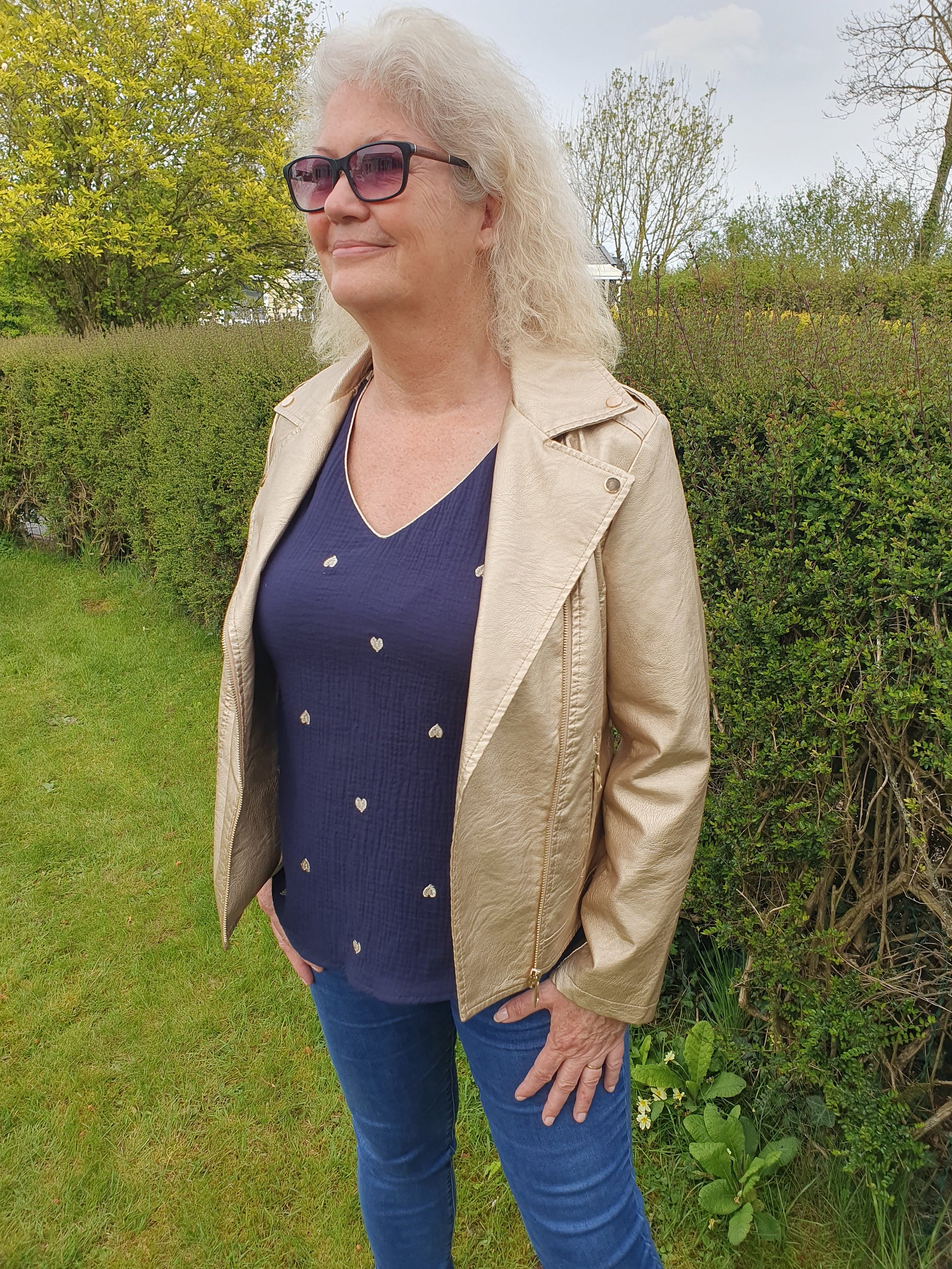 Perfecto doré en simili cuir femme gold grande taille