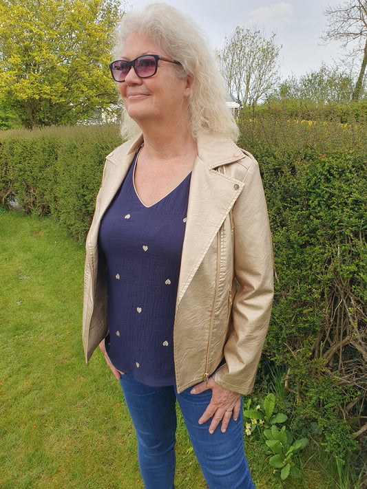 Perfecto doré en simili cuir femme gold grande taille