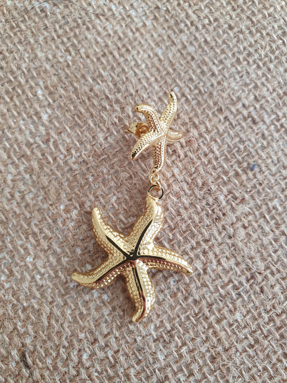 Boucles d'oreilles étoiles de mer doré acier inoxydable