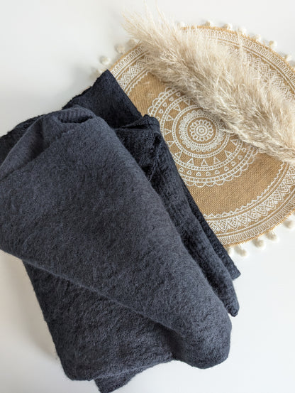 Echarpe épaisse noir uni pour femme en laine