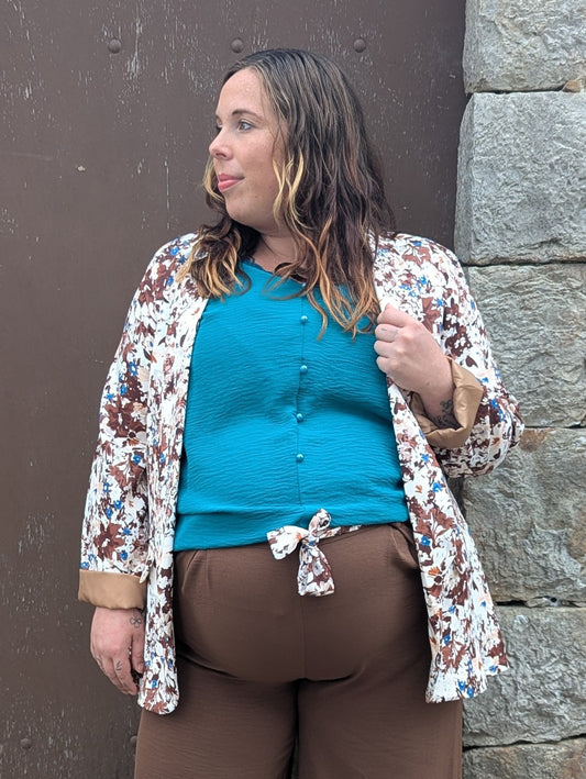 Blazer femme grande taille marron et bleu canard