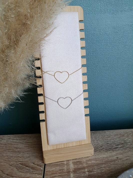 Bracelet forme de coeur acier inoxydable doré argenté femme