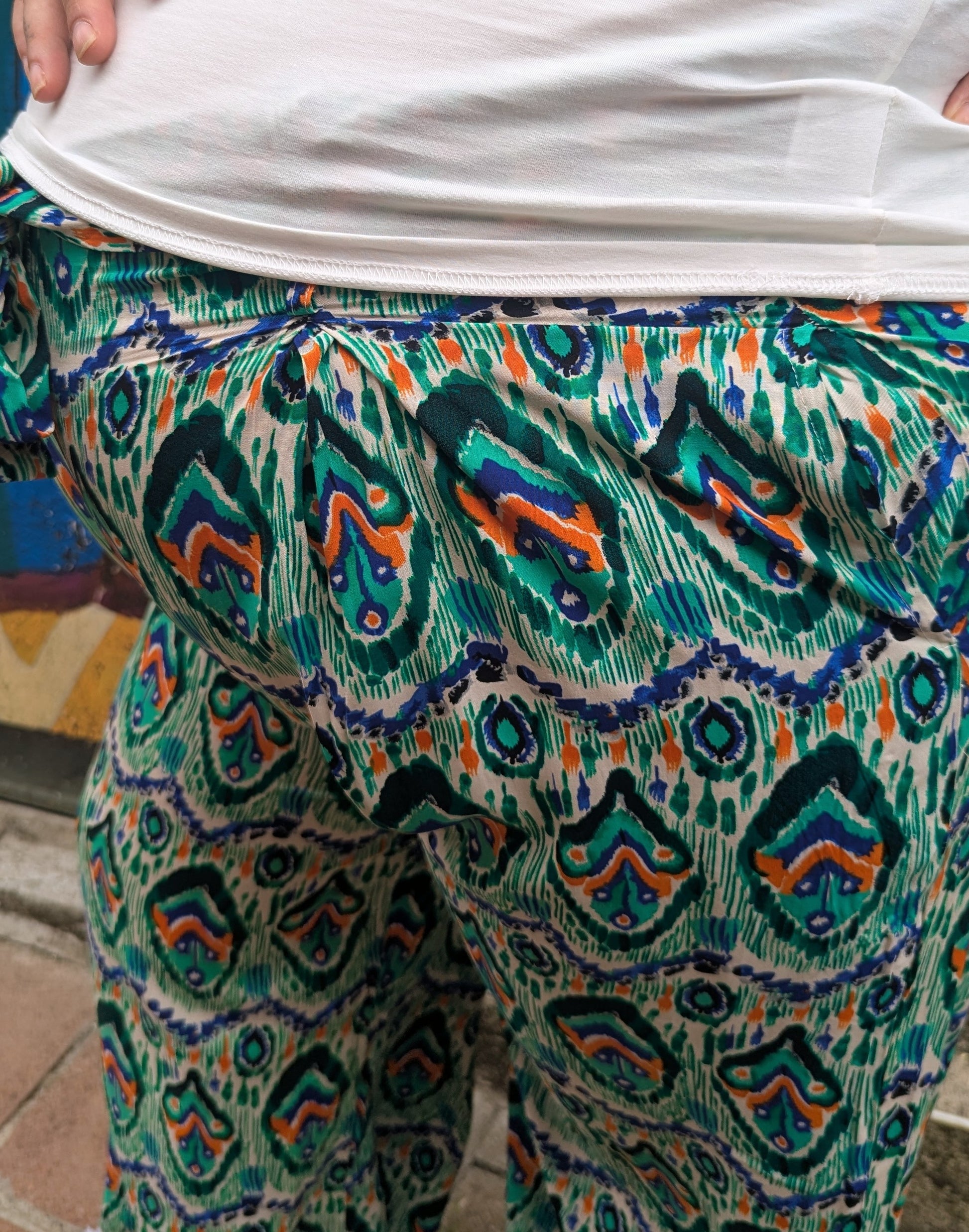 Pantalon fluide femme grande taille motif aquarelle