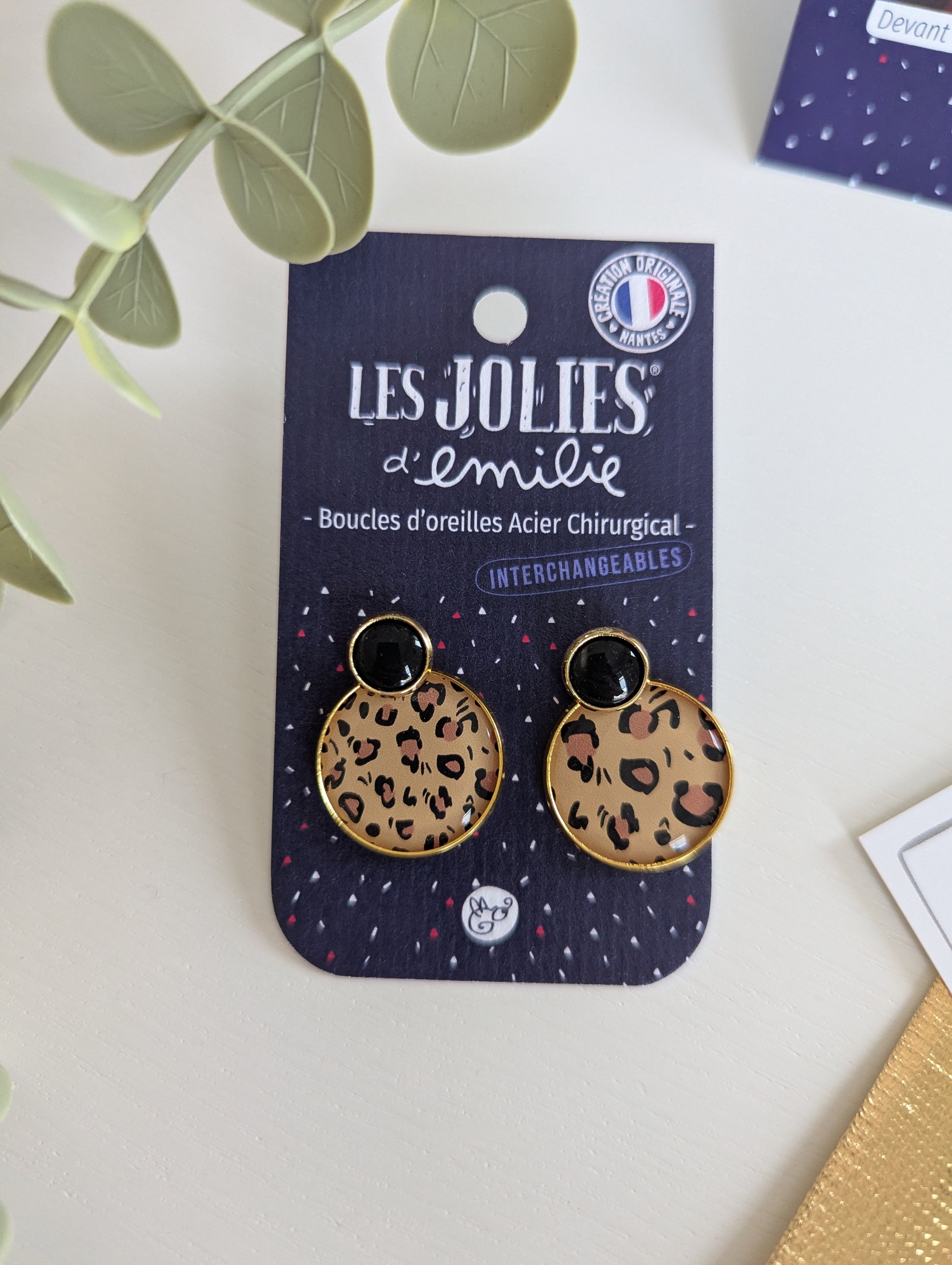 Boucles d'oreilles Nomade puces léopard doré