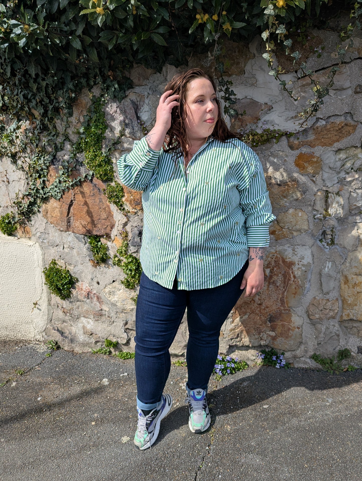 Chemise COEURS vert/rayé Curvy