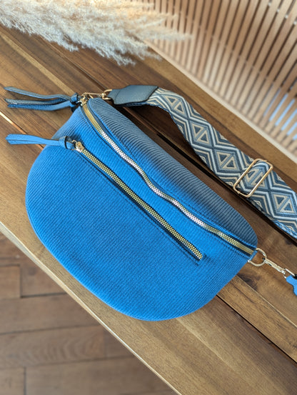 Banane sac bleu canard bandoulière réglable pour femme