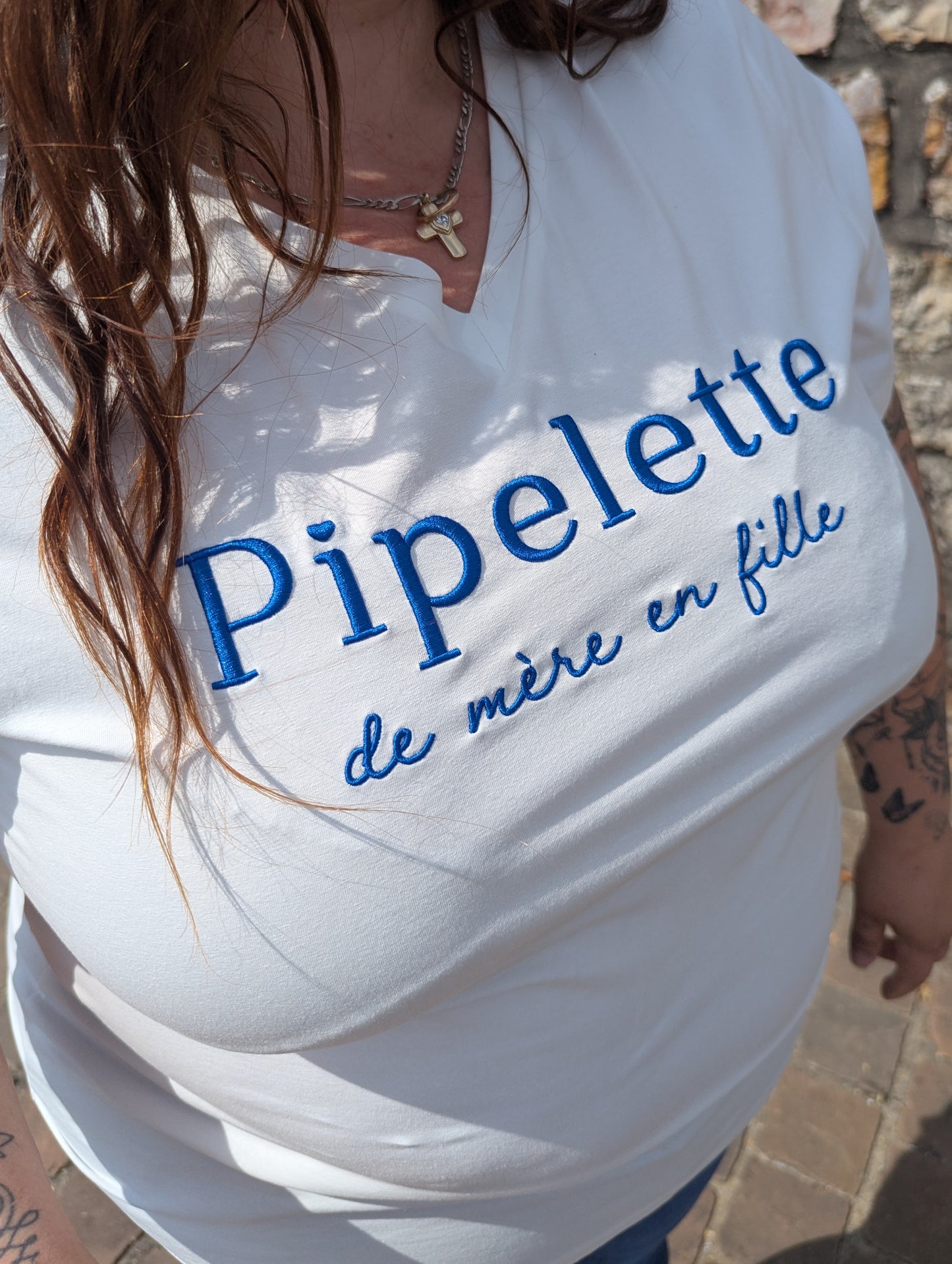 T-shirt PIPELETTE Curvy (blanc/bleu)