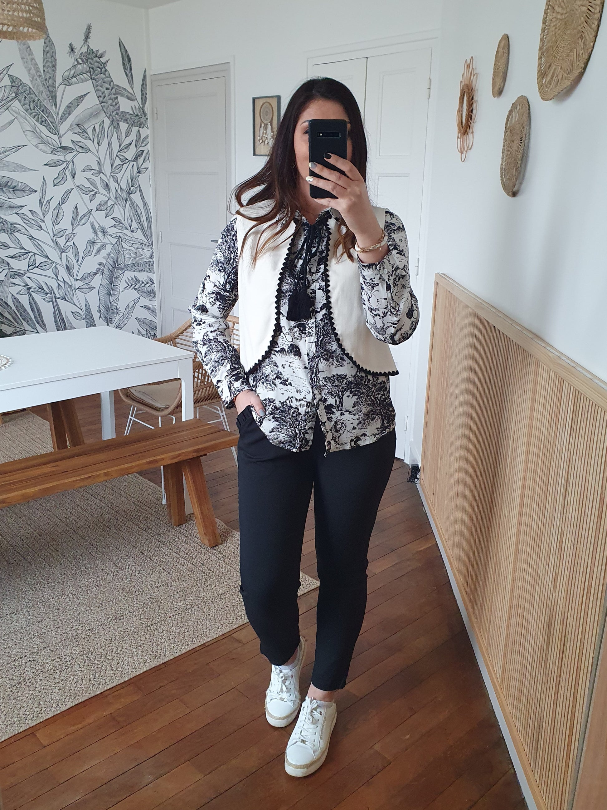Chemise femme motif jungle noir et blanc working girl