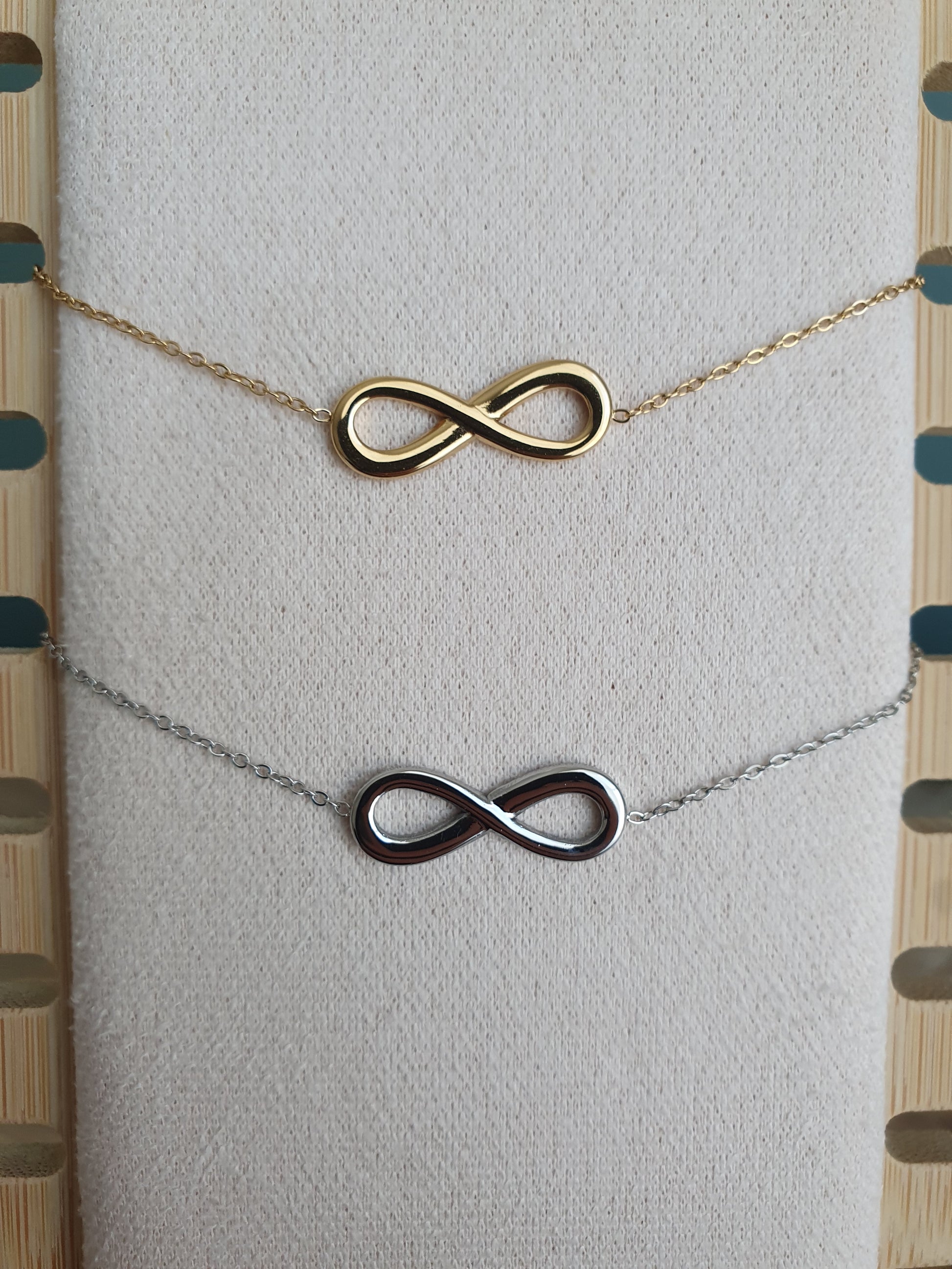 Bracelet signe infini acier inoxydable doré et argenté femme