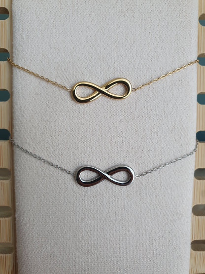 Bracelet signe infini acier inoxydable doré et argenté femme
