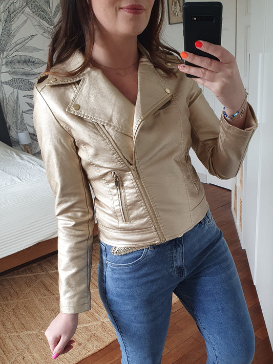 Perfecto doré en simili cuir femme gold nouvelle collection