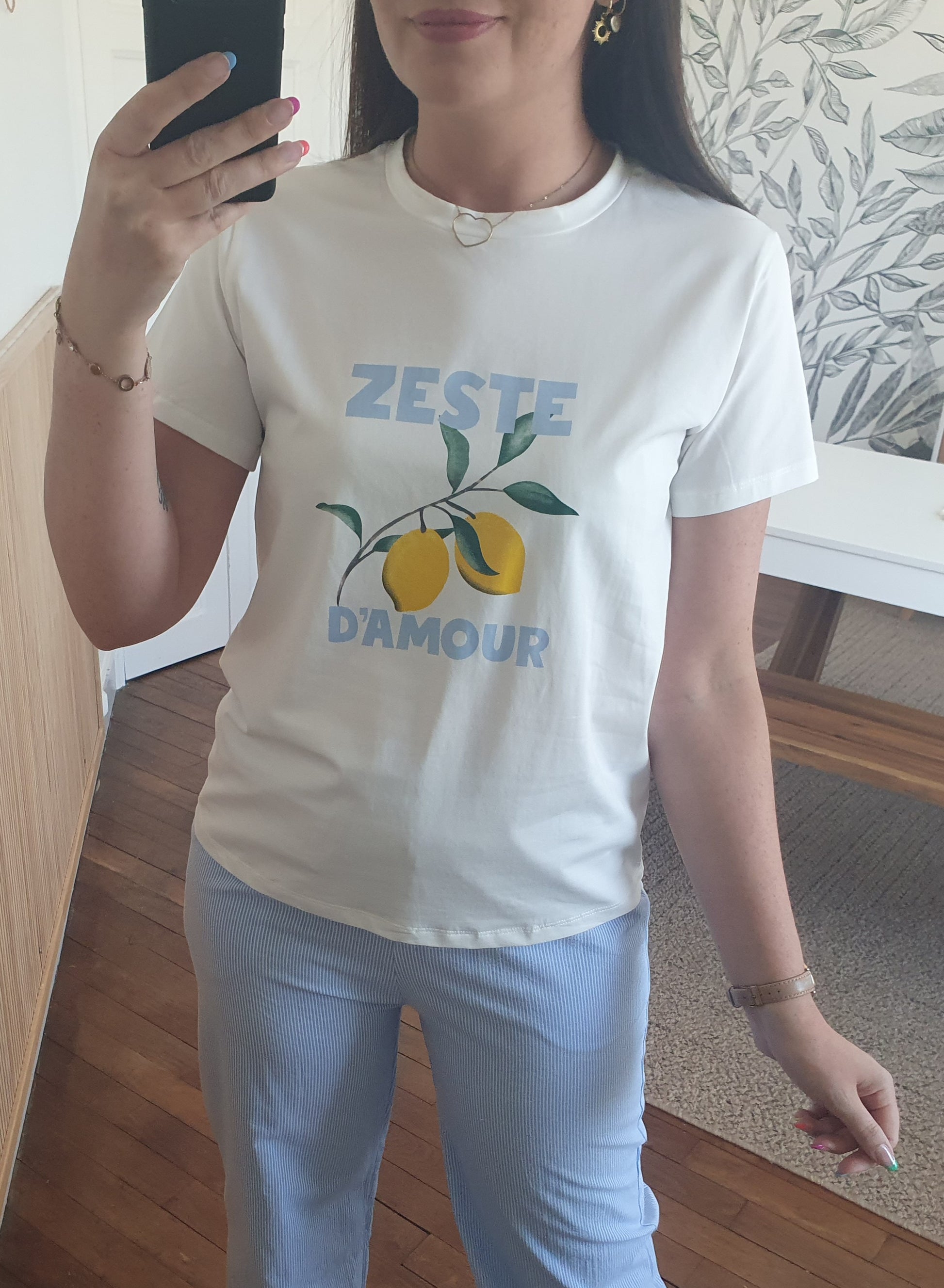 T-shirt Zeste d'amour collection mère fille col rond citrons