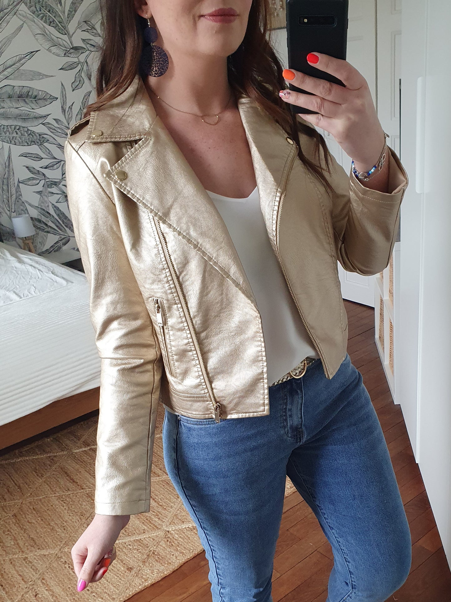 Perfecto doré en simili cuir femme gold nouvelle collection