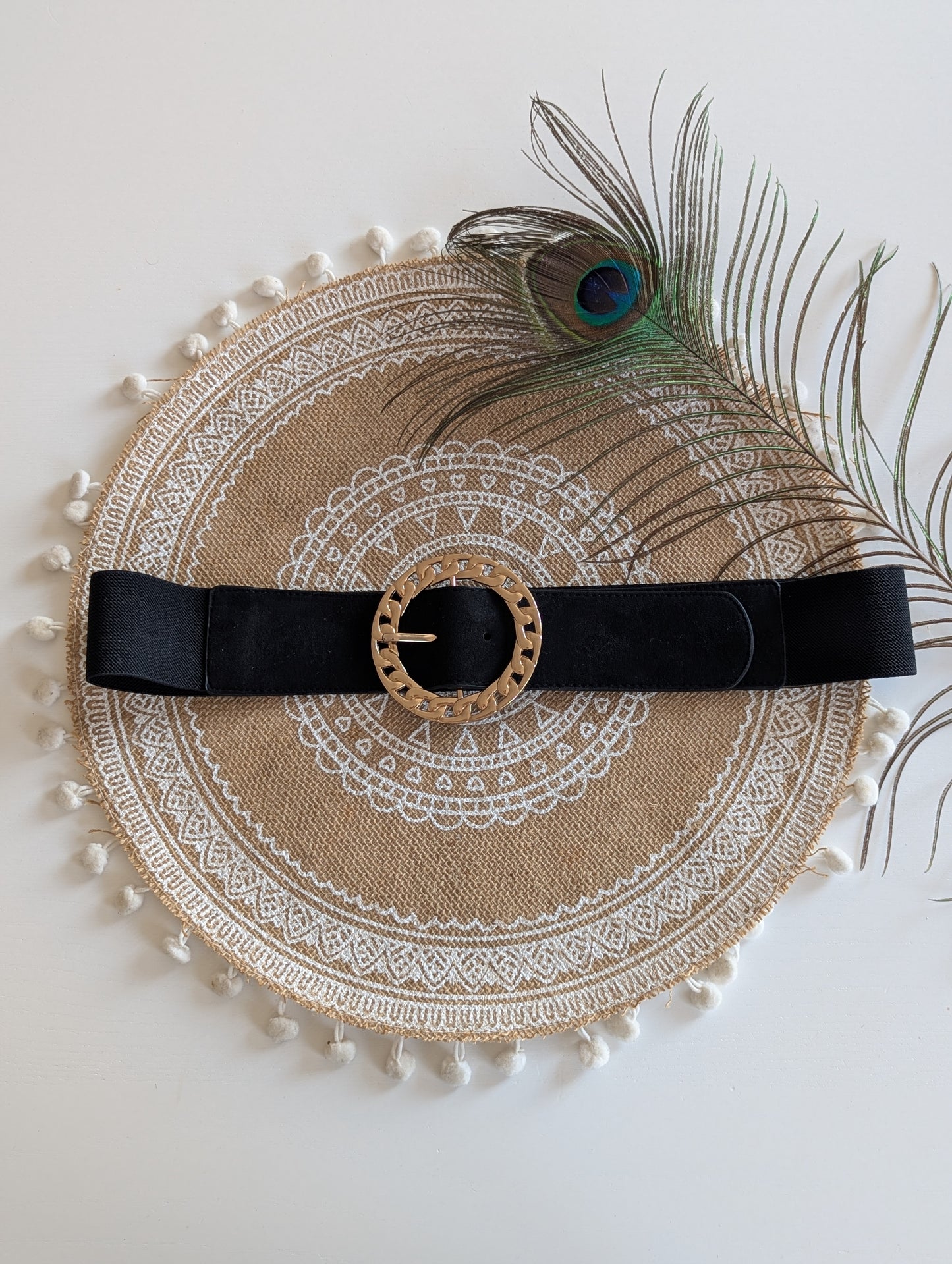 Ceinture noire élastique grande taille femme réglable