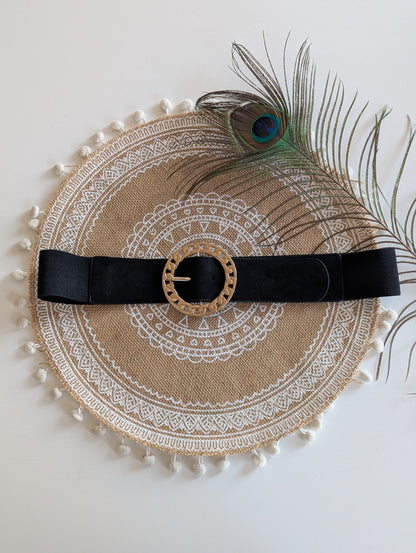 Ceinture noire élastique grande taille femme réglable