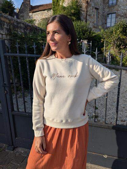 Sweat mama rock beige camel matchy mère fille