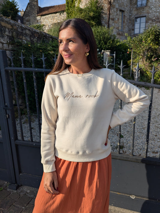 Sweat mama rock beige camel matchy mère fille