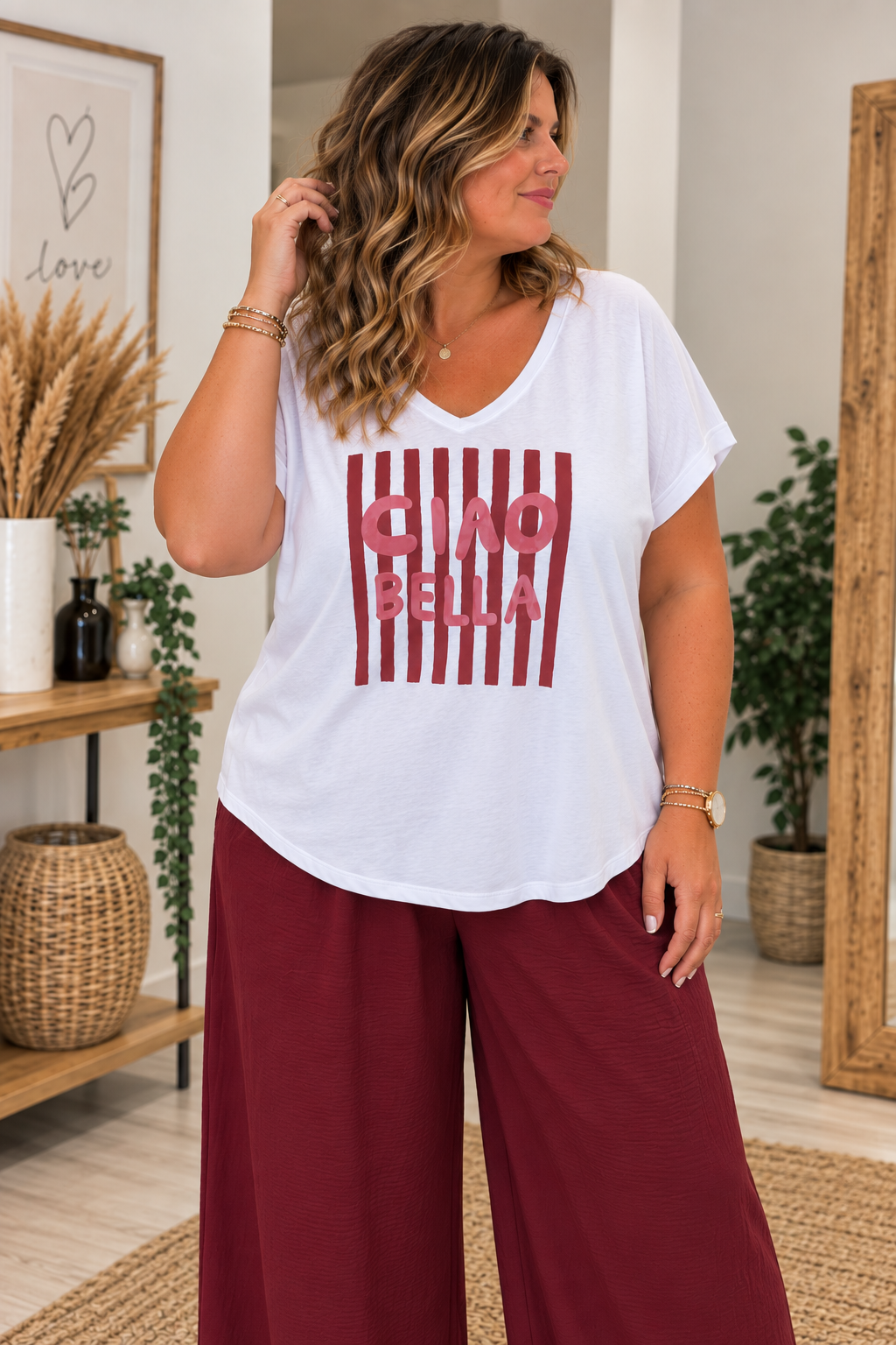 T-shirt CIAO BELLA (bordeaux)