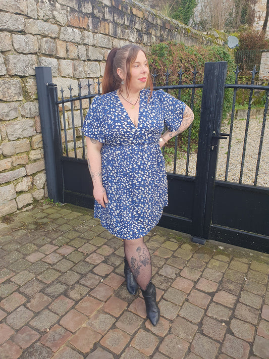 Robe printemps été bleu pour femme curvy grande taille