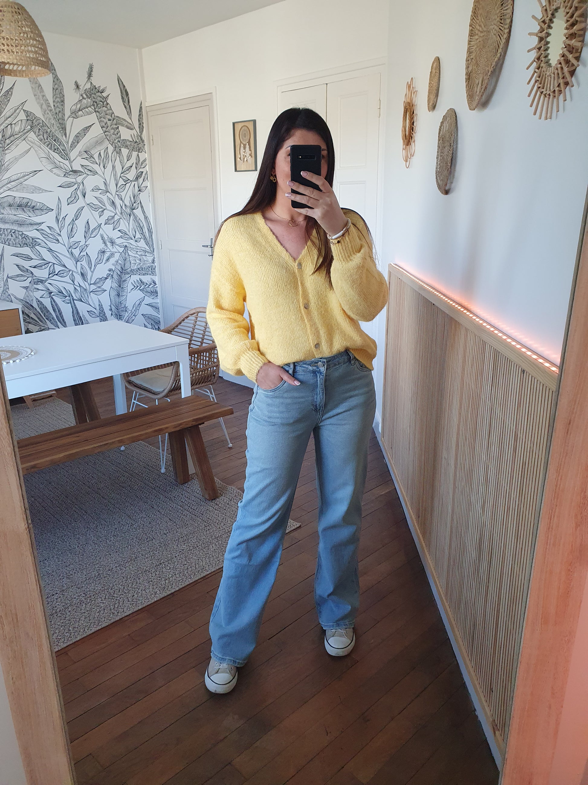 Jean femme coupe wild bleu clair jambes larges taille haute