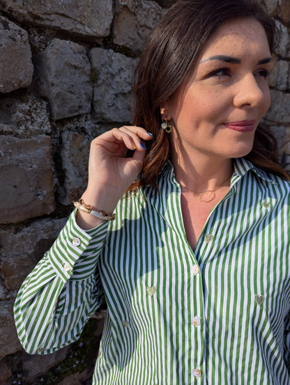 Chemise COEURS vert/rayé