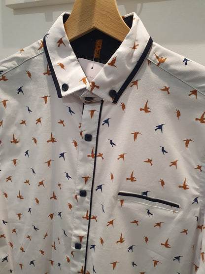 Chemise blanche à motif colibri homme tendance