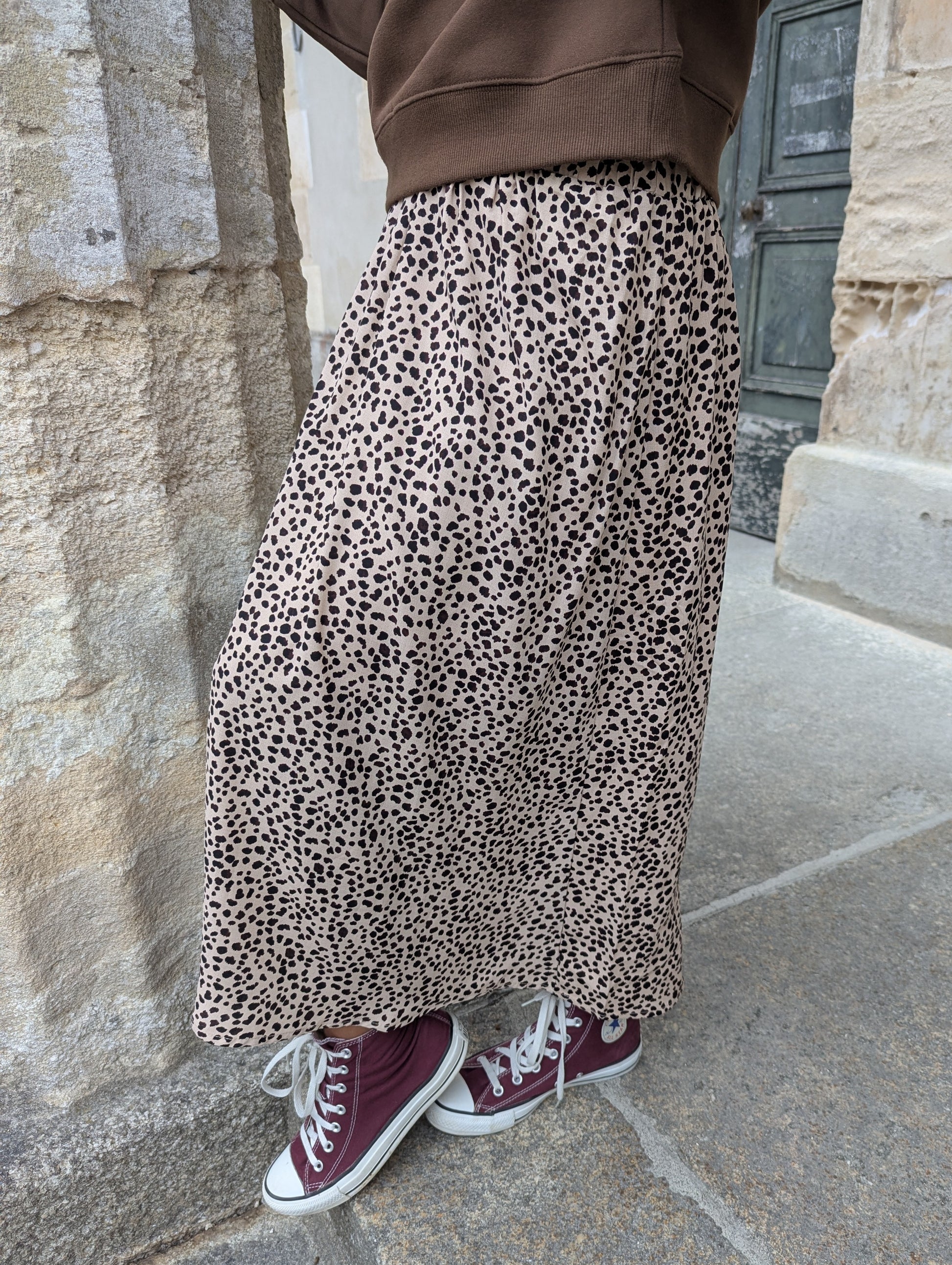 Jupe longue léopard fille avec chouchou assorti