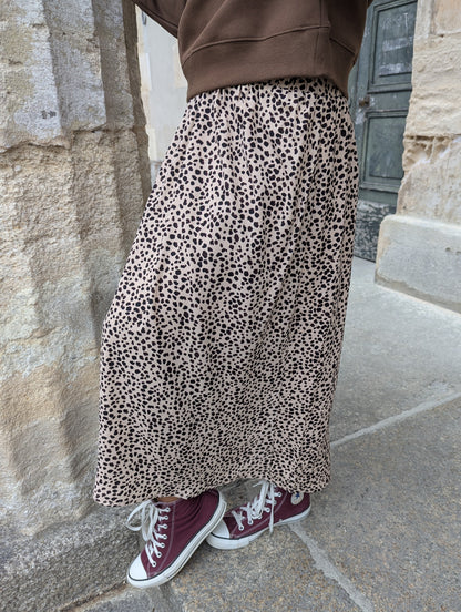Jupe longue léopard fille avec chouchou assorti