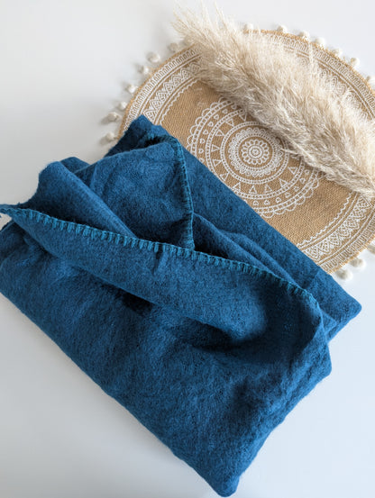 Echarpe unie bleu canard femme en laine