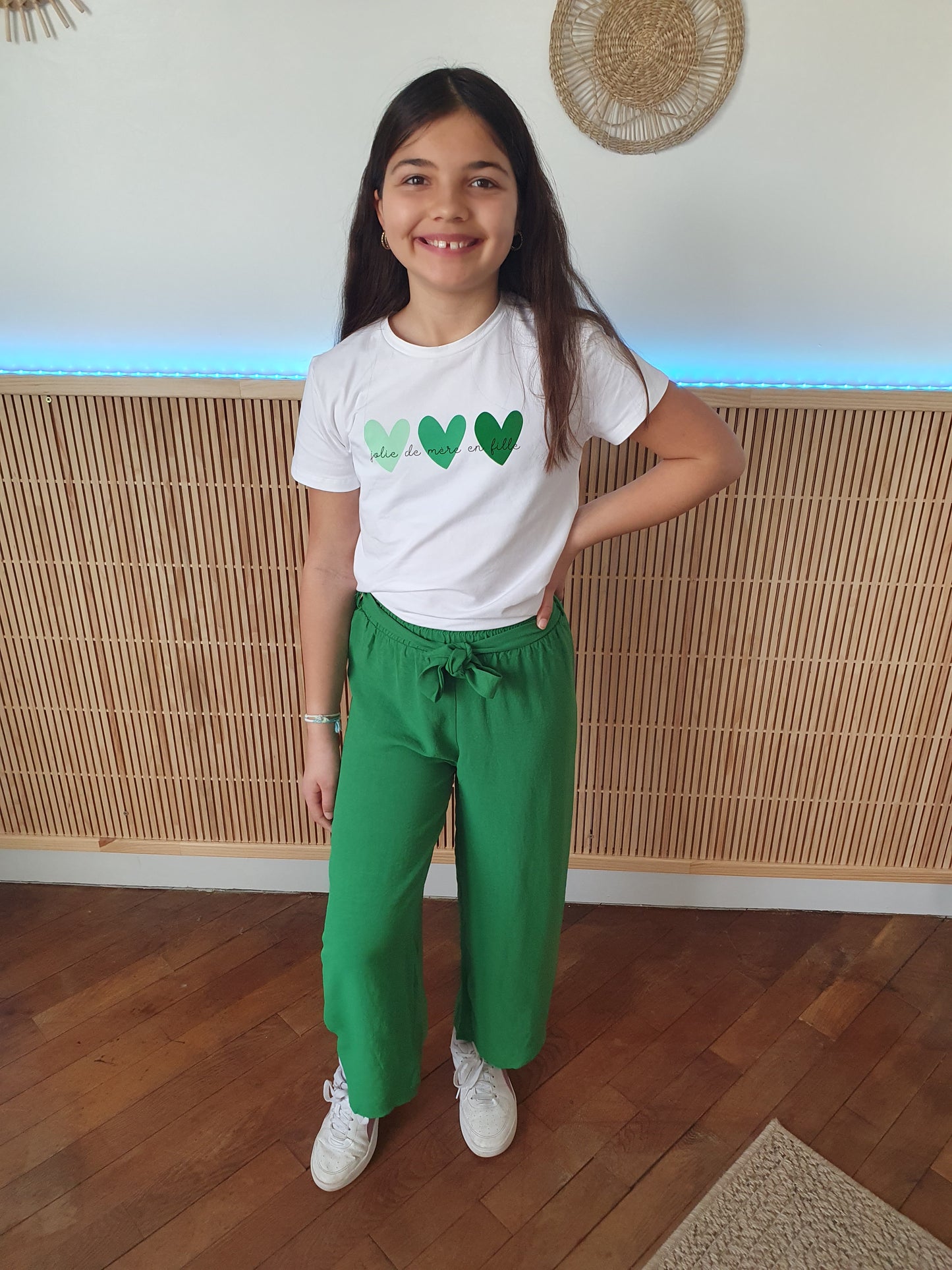 T-shirt TELLE FILLE (cœurs/vert)