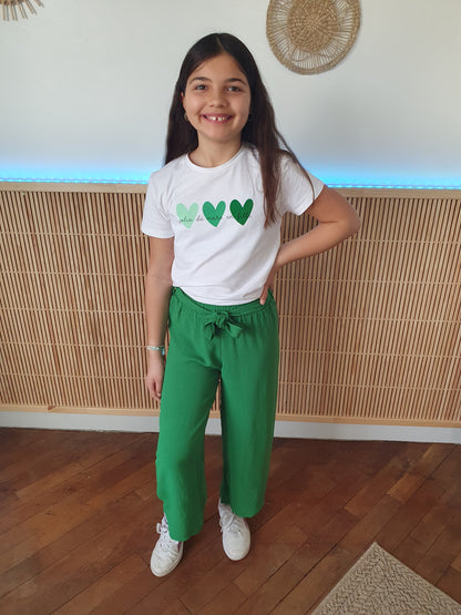 T-shirt TELLE FILLE (cœurs/vert)