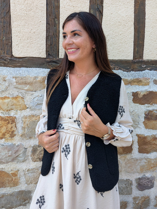 Gilet moumoute noir femme sans manches