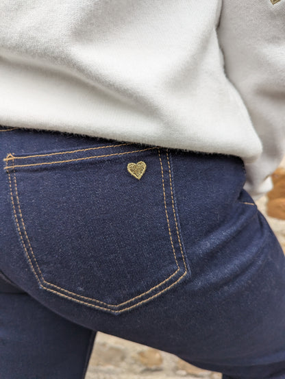 Jean large bleu foncé brut jambes évasées femme wide