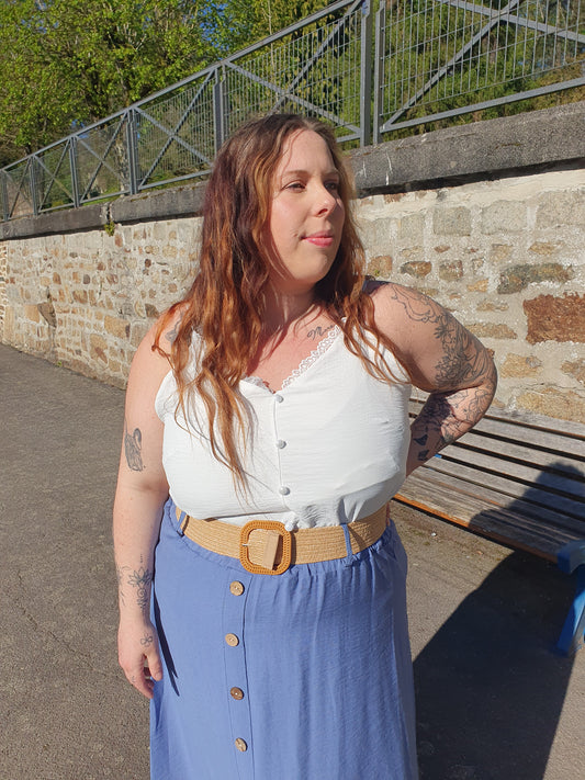 Top fluide débardeur à bretelle blanc grande taille curvy