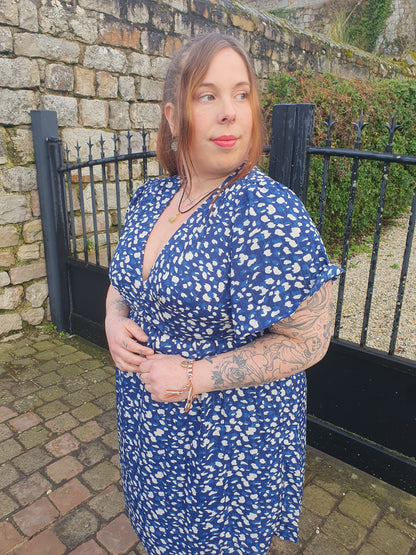Robe printemps été bleu pour femme curvy grande taille