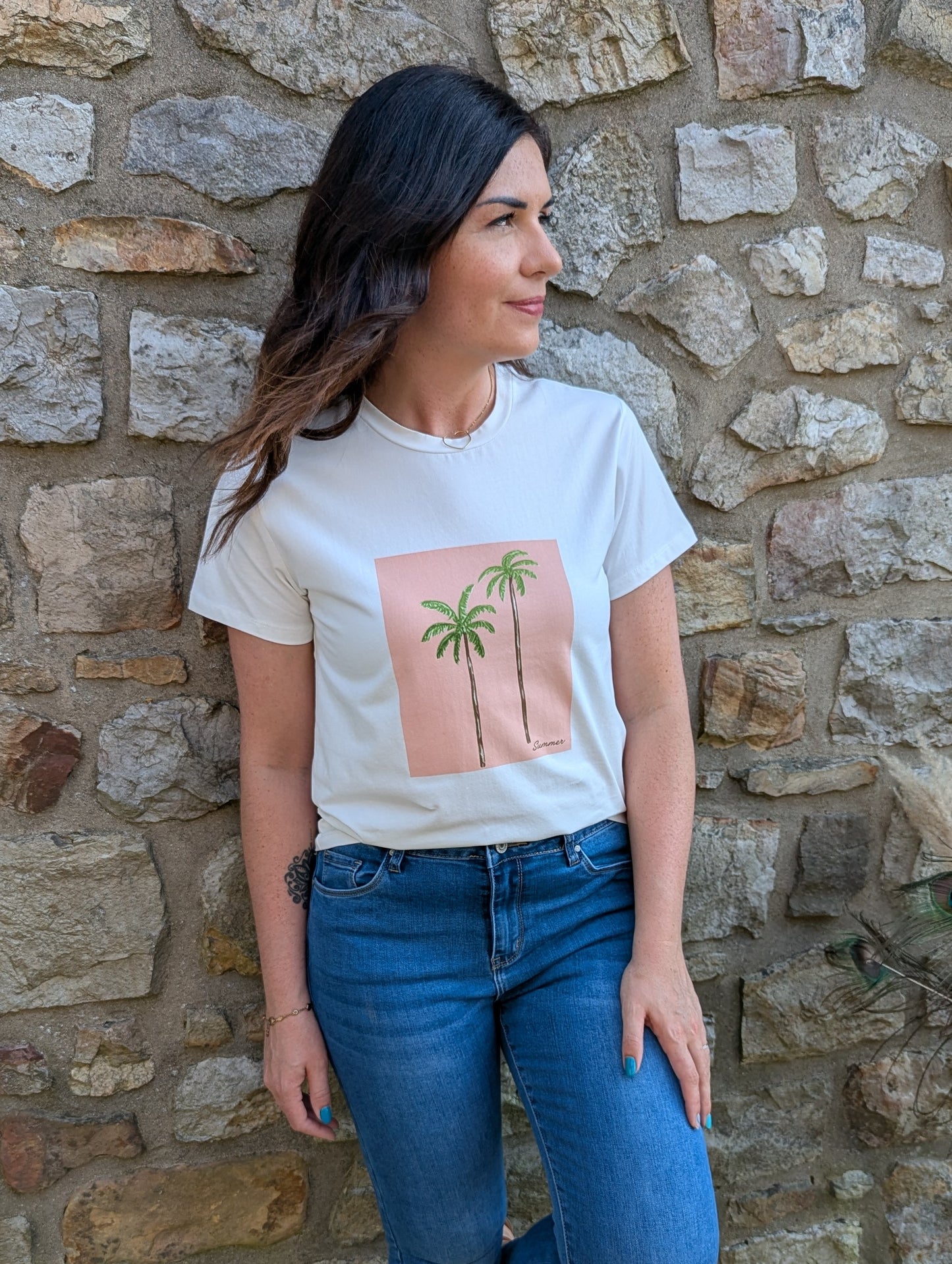 T-shirt PALMIERS (saumon)