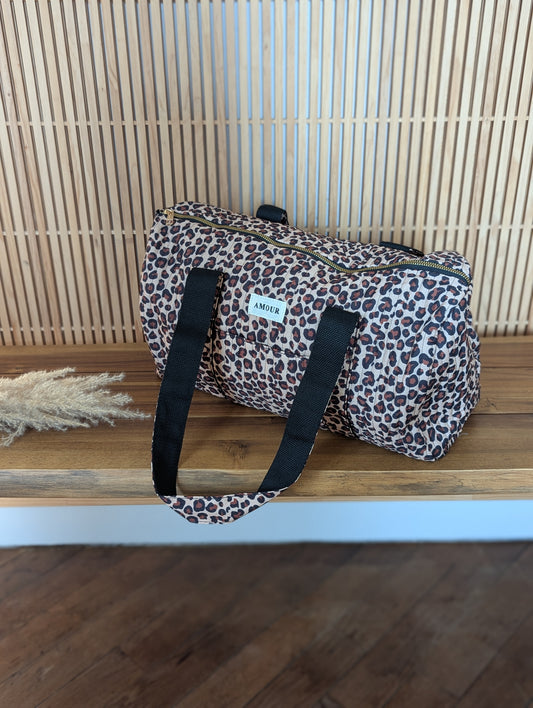 Sac de voyage léopard molletonné amour